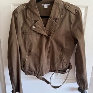 Topshop Brown Utility Jacket Asymmetrical Zipper